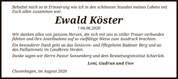 Traueranzeige von Ewald Köster von SYK