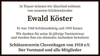 Traueranzeige von Ewald Köster von SYK