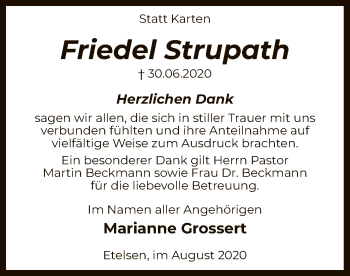 Traueranzeige von Friedel Strupath von SYK