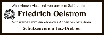 Traueranzeige von Friedrich Oelstrom von SYK