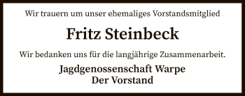 Traueranzeige von Fritz Steinbeck von SYK