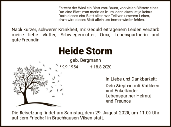 Traueranzeige von Heide Storm von SYK