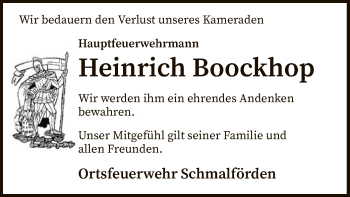 Traueranzeige von Heinrich Boockhop von SYK