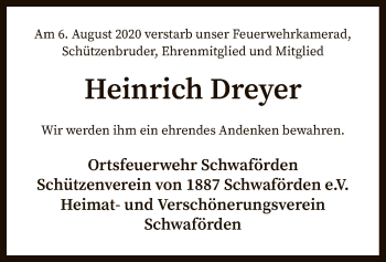 Traueranzeige von Heinrich Dreyer von SYK