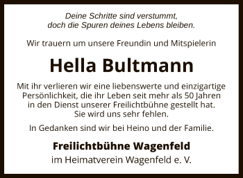 Traueranzeige von Hella Bultmann von SYK