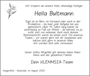 Traueranzeige von Hella Bultmann von SYK