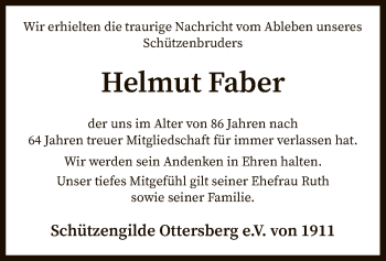 Traueranzeige von Helmut Faber von SYK