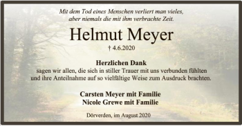 Traueranzeige von Helmut Meyer von SYK