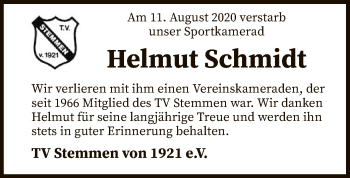 Traueranzeige von Helmut Schmidt von SYK