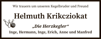 Traueranzeige von Helmuth Krikcziokat von SYK