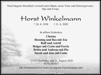 Traueranzeige von Horst Winkelmann von SYK