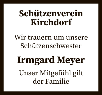 Traueranzeige von Irmgard Meyer von SYK