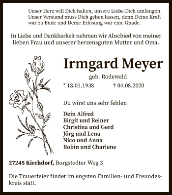 Traueranzeige von Irmgard Meyer von SYK