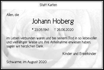 Traueranzeige von Johann Hoberg von SYK