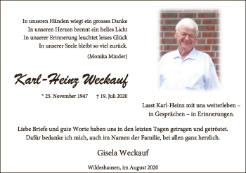 Traueranzeige von Karl-Heinz Weckauf von SYK