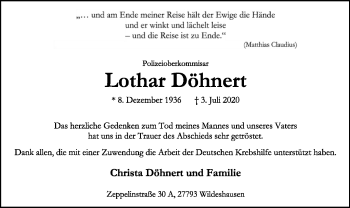 Traueranzeige von Lothar Döhnert von SYK