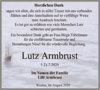 Traueranzeige von Lutz Armbrust von SYK