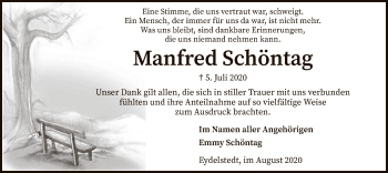 Traueranzeige von Manfred Schöntag von SYK