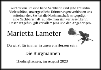 Traueranzeige von Marietta Lameter von SYK