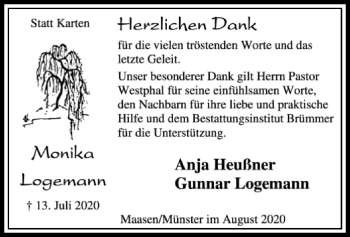 Traueranzeige von Monika Logemann von SYK