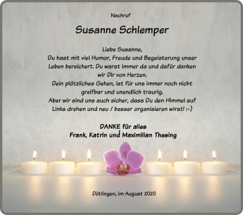 Traueranzeige von Susanne Schlemper von SYK