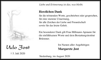 Traueranzeige von Udo Jost von SYK