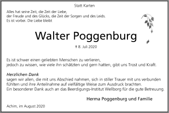 Traueranzeige von Walter Poggenburg von SYK