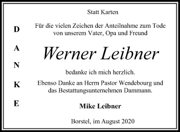 Traueranzeige von Werner Leibner von SYK