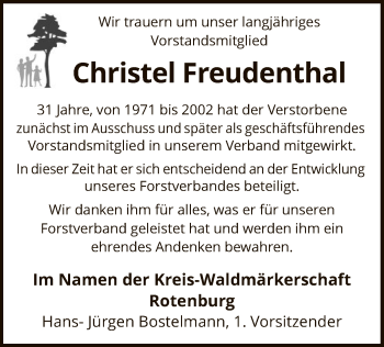 Traueranzeige von Christel Freudenthal von SYK