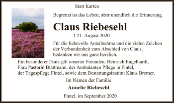 Traueranzeige von Claus Riebesehl von SYK