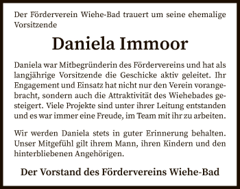 Traueranzeige von Daniela Immoor von SYK