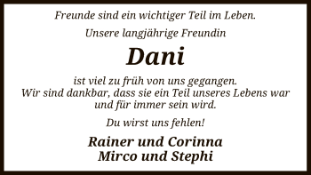 Traueranzeige von Daniela Immoor von SYK