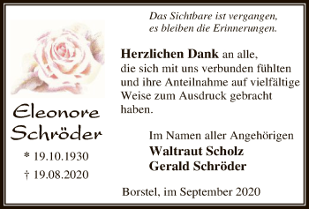 Traueranzeige von Eleonore Schröder von SYK