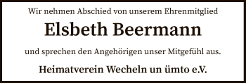 Traueranzeige von Elsbeth Beermann von SYK