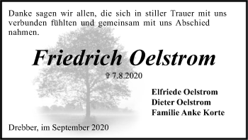 Traueranzeige von Friedrich Oelstrom von SYK