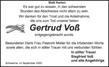 Traueranzeige von Gertrud Voß von SYK