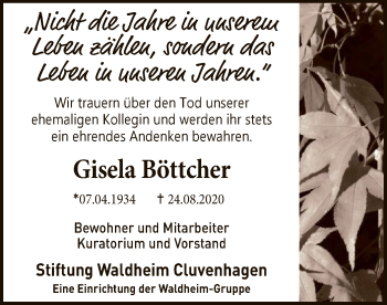 Traueranzeige von Gisela Böttcher von SYK