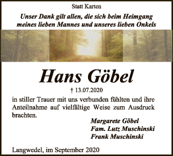 Traueranzeige von Hans Göbel von SYK