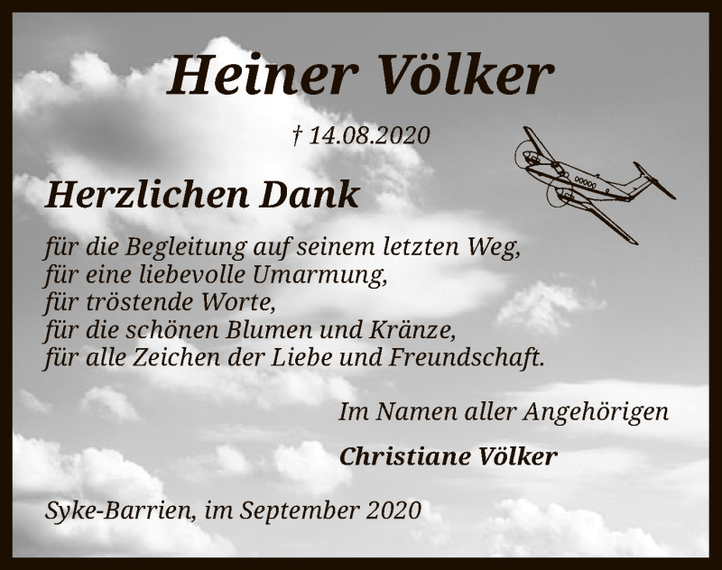  Traueranzeige für Heiner Völker vom 12.09.2020 aus SYK