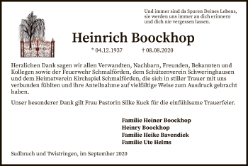 Traueranzeige von Heinrich Boockhop von SYK