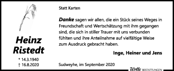 Traueranzeige von Heinz Ristedt von SYK