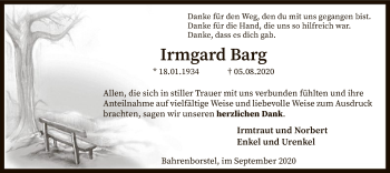 Traueranzeige von Irmgard Barg von SYK