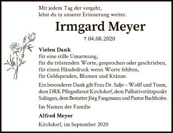 Traueranzeige von Irmgard Meyer von SYK