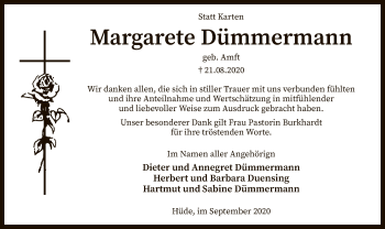 Traueranzeige von Margarete Dümmermann von SYK