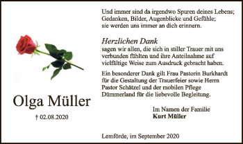 Traueranzeige von Olga Müller von SYK