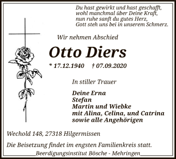 Traueranzeige von Otto Diers von SYK