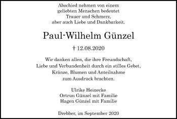 Traueranzeige von Paul-Wilhelm Günzel von SYK