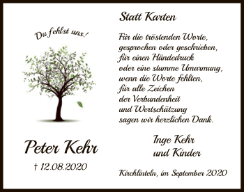 Traueranzeige von Peter Kehr von SYK