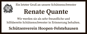 Traueranzeige von Renate Quante von SYK