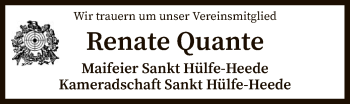 Traueranzeige von Renate Quante von SYK